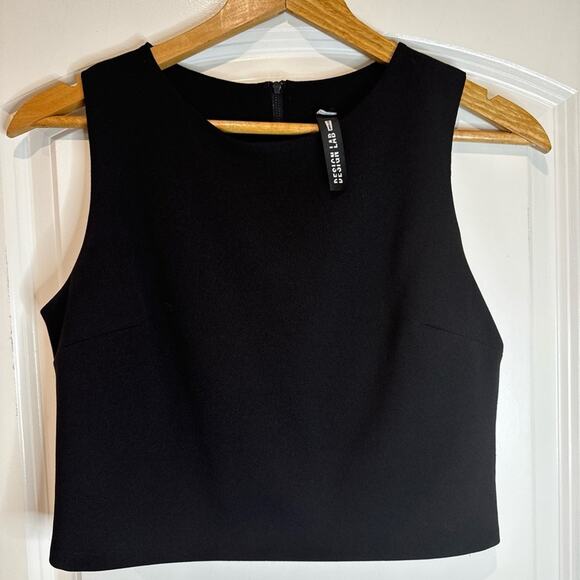 Design Lab Lord & Taylor Black Sleeveless Crop Top Size Medium Back‎ Zipper - Picture 6 of 8